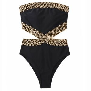 Milumia Stitch Detail Strapless One Piece Swimsuit